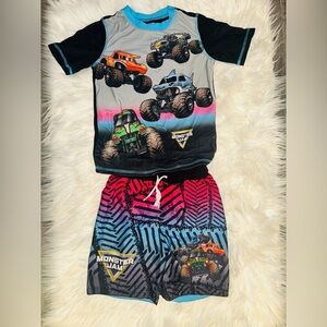 Monster Jam Boys Monster Truck El Toro Loco Grave Digger Megadolon Rashguard Set